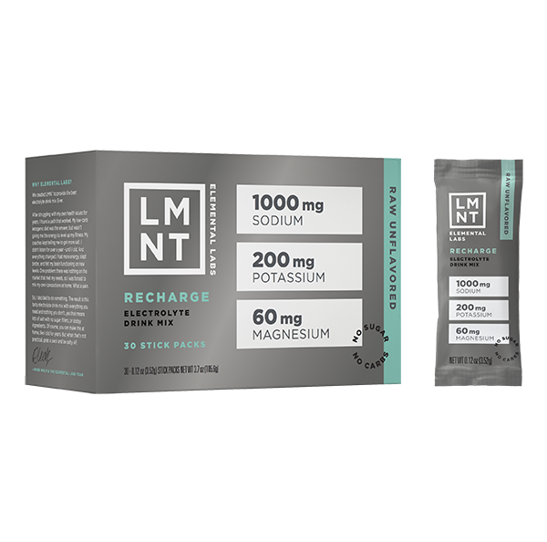 Elemental Labs, LMNT Recharge – Raw Unflavored 30 Servings Elemental Labs