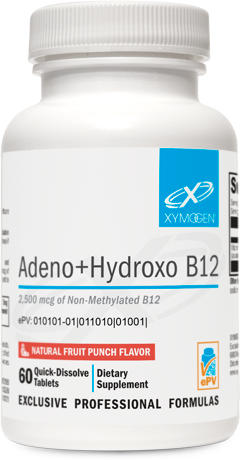 Adeno+Hydroxo B12 Natural Fruit Punch Flavor 60 Tablets XYMOGEN®