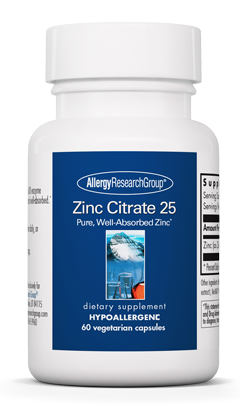Zinc Citrate 25 mg 60 Capsules Allergy Research Group