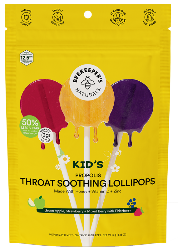 Kid's Throat Soothing 15 Lollipops BeeKeeper's Naturals