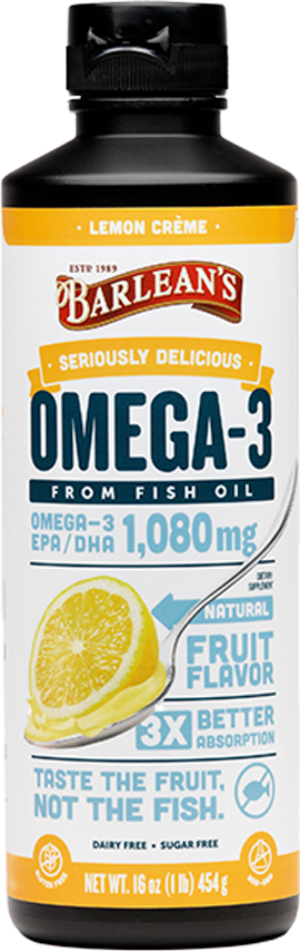 Seriously Delicious Omega-3 Fish Oil Lemon Creme 16 oz Barlean’s