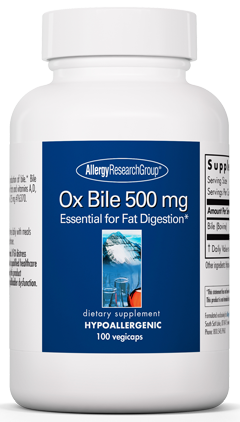 Ox Bile 500 mg 100 Capsules Allergy Research Group