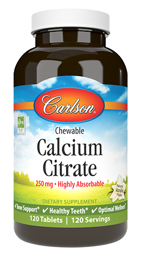 Chewable Calcium Citrate 120 Tablets Carlson Labs