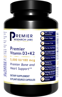 Premier Vitamin D3+K2 30 Capsules Premier Research Labs