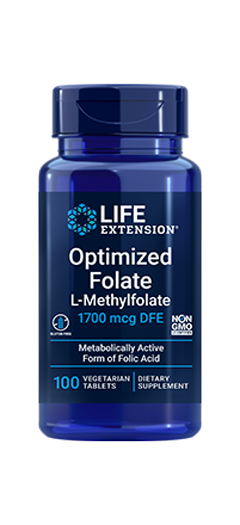 Optimized Folate L-Methylfolate 100 Tablets Life Extension