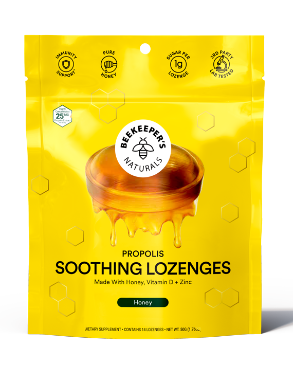 Propolis Soothing Lozenges Honey 14 Drops BeeKeeper's Naturals