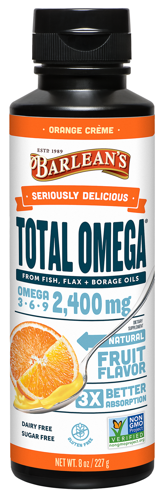 Seriously Delicious Total Omega Orange Creme 8 oz Barlean’s