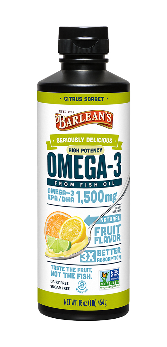 Seriously Delicious High Potency Omega-3 Citrus Sorbet 16 oz Barlean’s