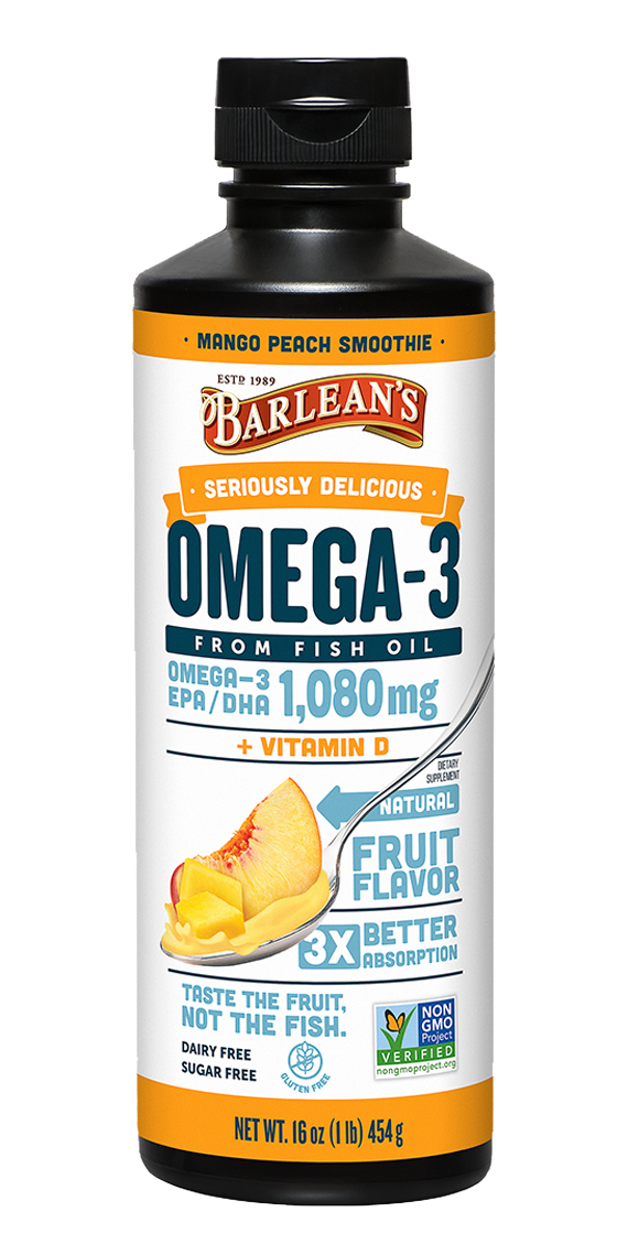 Seriously Delicious Omega-3 Mango Peach Smoothie 16 oz Barlean’s