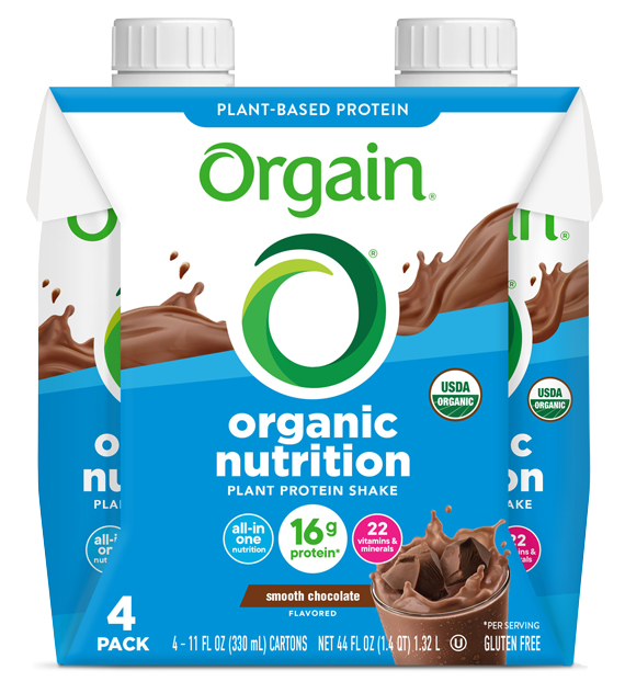 Vegan Organic Nutrition Shake Smooth Chocolate 4 Pack Orgain