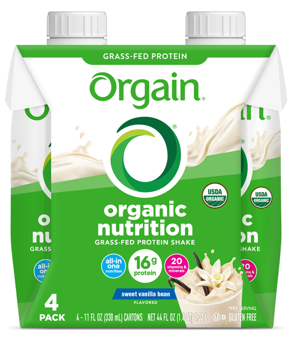 Organic Nutrition Shake Sweet Vanilla Bean 4 Pack Orgain