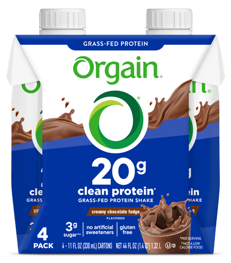 Clean Protein Grass Fed Protein Shake Creamy Chocolate Fudge 4 Pack Orgain